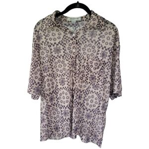 Urban Outfitters Women's Sz M Tan Brown Semi Sheer Button Up Short Sleeve Top